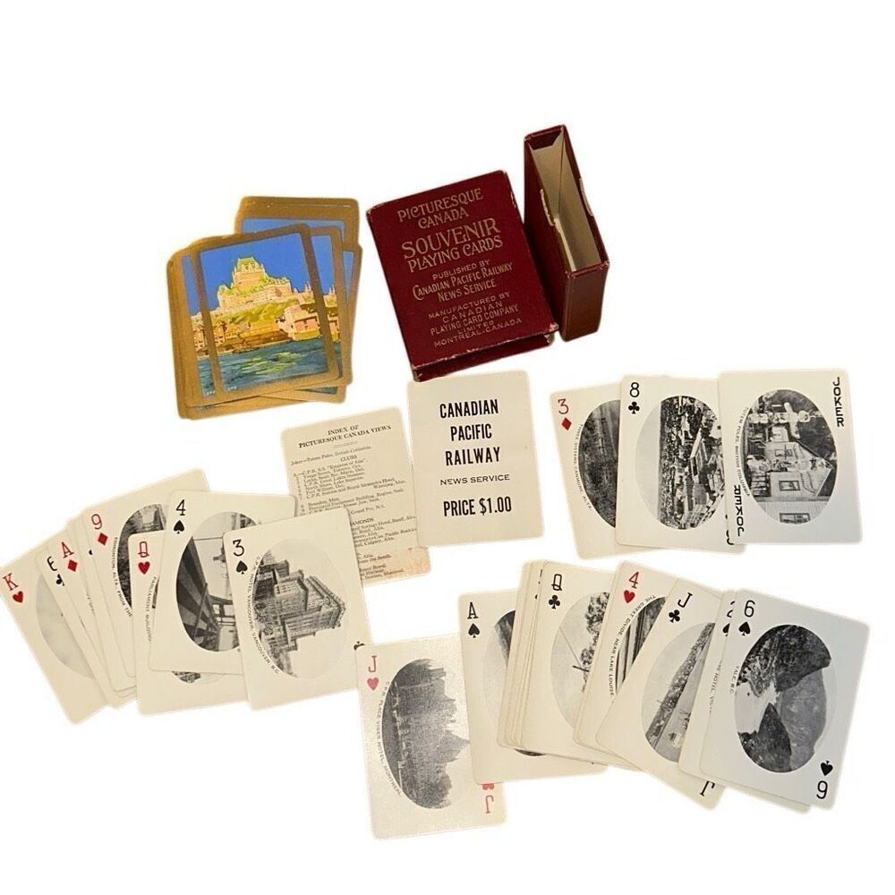 Canadian Pacific Railway Souvenir Playing Cards Picturesque Canada rare complete